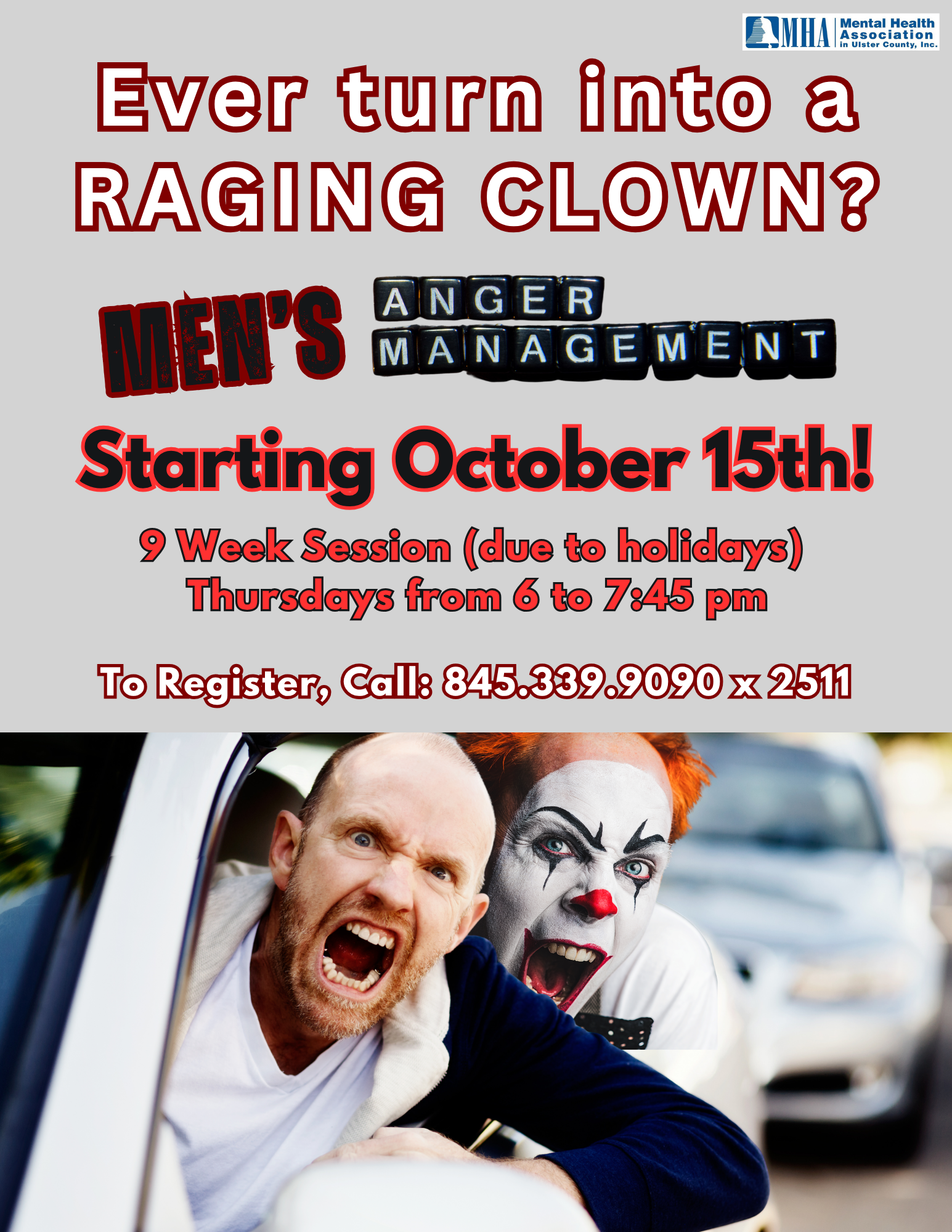 Flyer for Anger Management 10-week Workshop for Men (MHA)