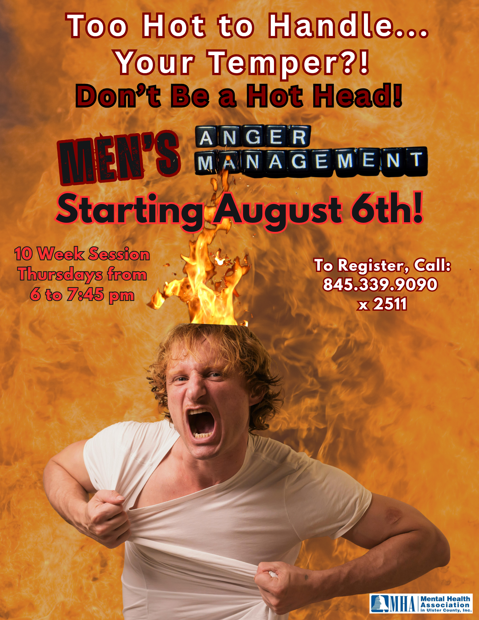 Flyer for Anger Management 10-week Workshop for Men (MHA)