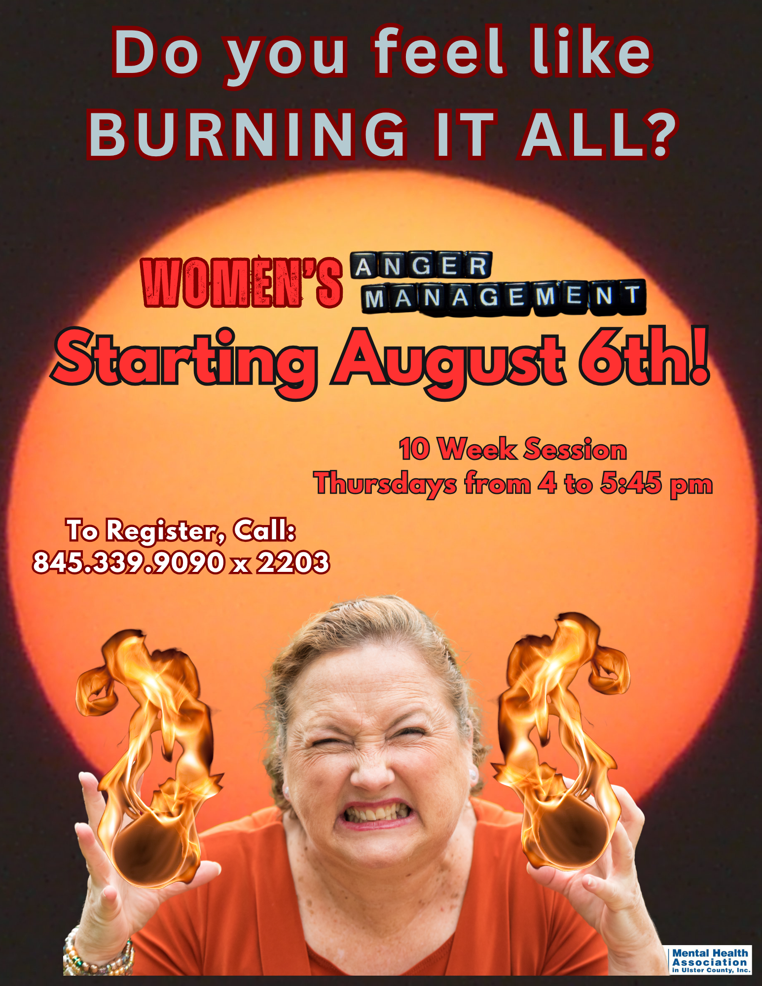 Flyer for Anger Management 10-week Workshop for Women (MHA)